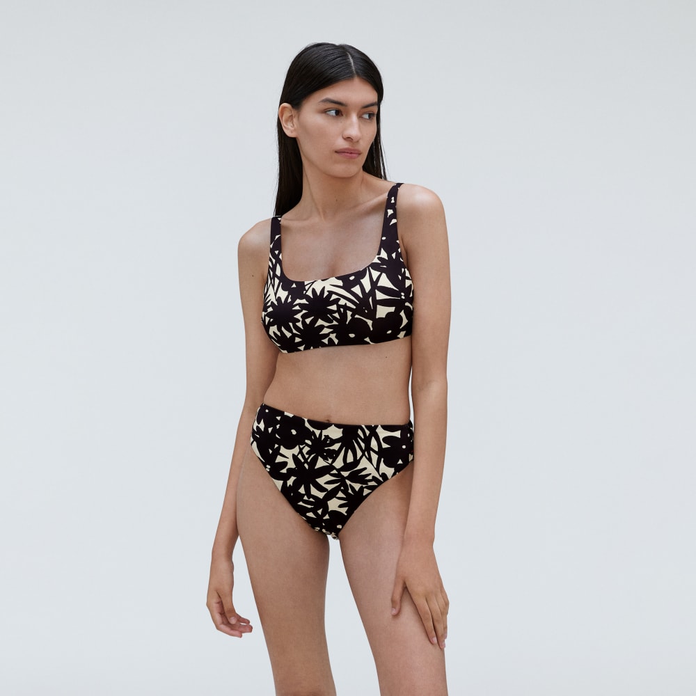 The High-Rise Cheeky Bikini Bottom | Black / Canvas Floral - Image 3