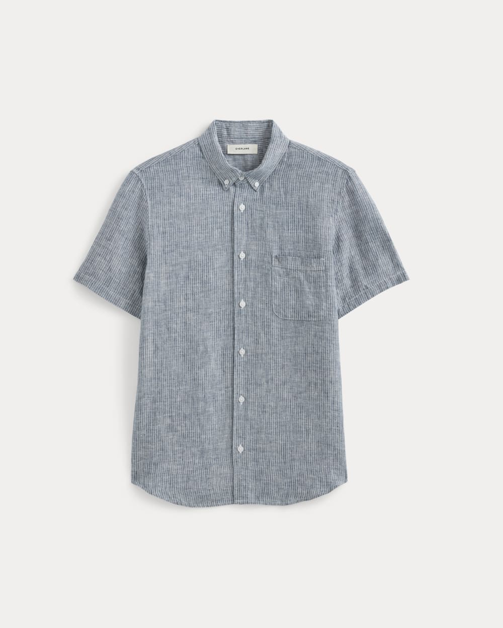 The Classic Short-Sleeve Shirt in Linen | White / Blue - Image 2