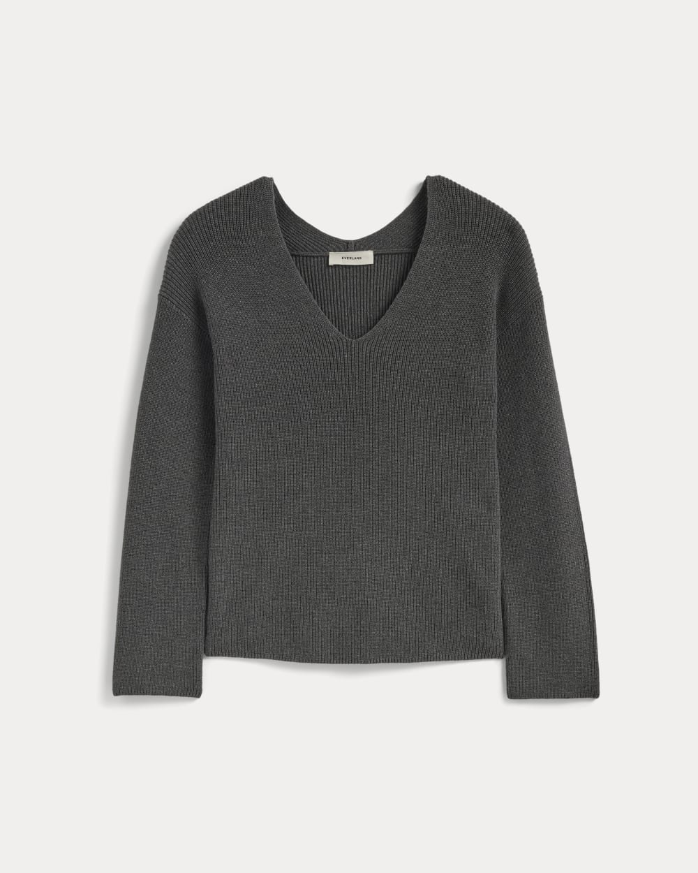 The Slouchy V-Neck in Everyday Cotton | Heathered Charcoal - Image 2