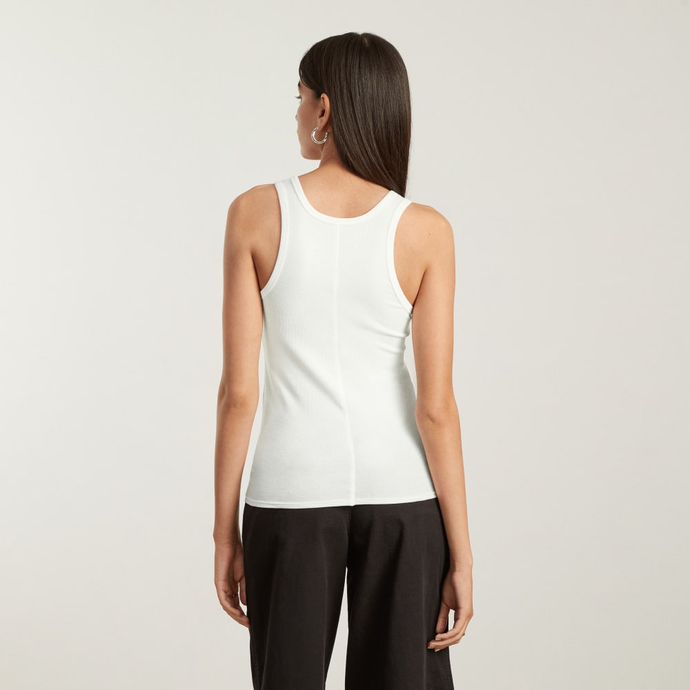 The Pima Micro-Rib U-neck Tank | White - Image 3