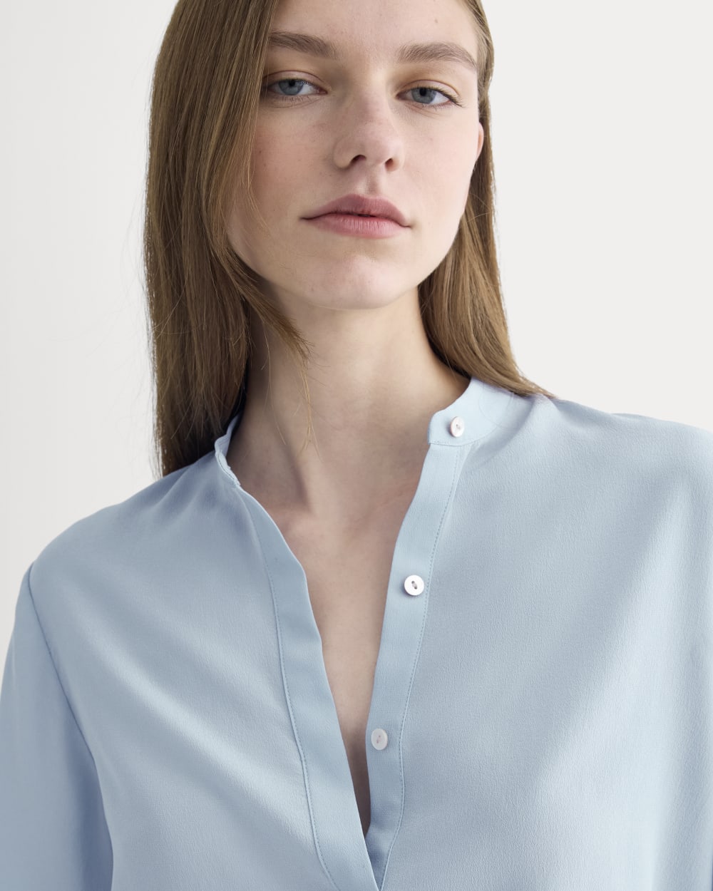 The Popover Top in Washable Silk | Soft Blue - Image 4