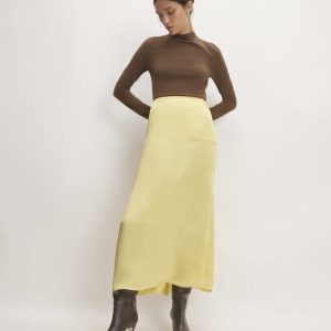 The Hammered Satin Slip Skirt | Raffia