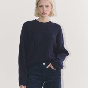 The Cocoon Crew in Wool Cashmere | Navy