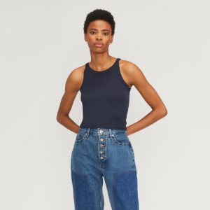 The Supima? Micro-Rib Cropped Tank | Navy
