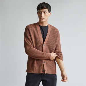 The No-Sweat Ribbed Cardigan | Carob Brown
