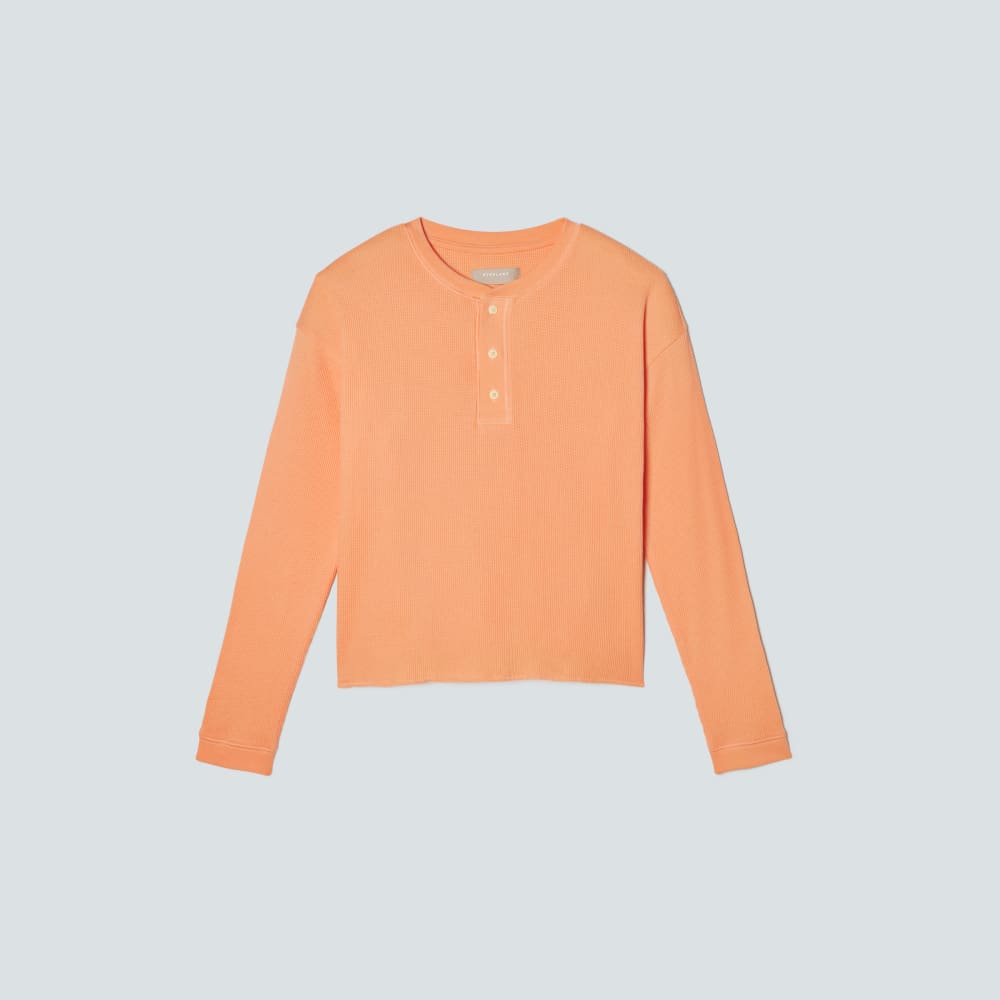 The Organic Cotton Waffle Henley | Orange Chiffon - Image 2