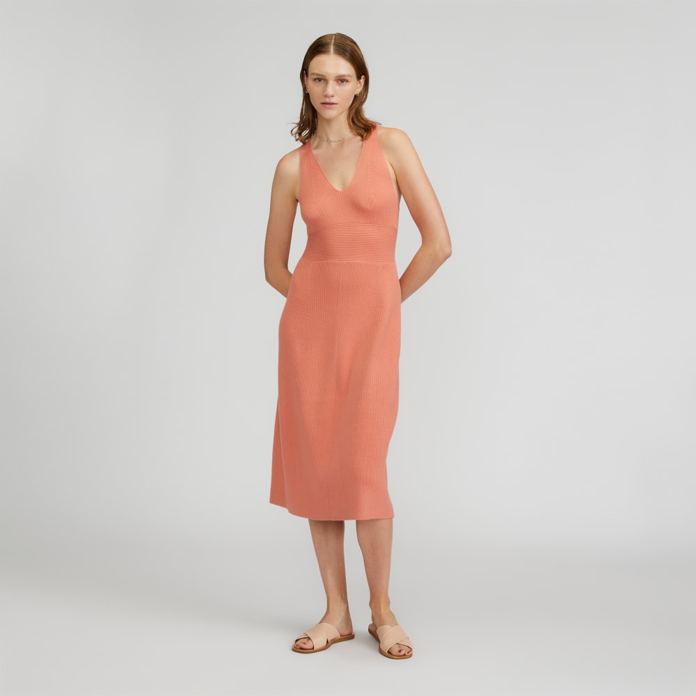 The Ribbed Cotton Cross-Back Dress | Tawny Pink