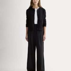 The Draper Pleated Pant in Buttersmooth | Black | 32 Inseam