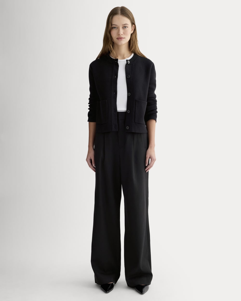 The Draper Pleated Pant in Buttersmooth | Black | 32 Inseam