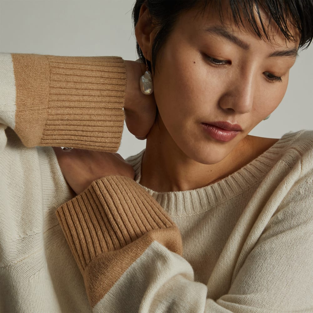 The Cashmere Boxy Crew | Bone / Light Camel - Image 5