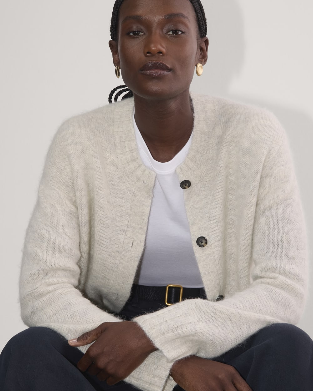 The Crew Cardigan in Alpaca | Almond - Image 4