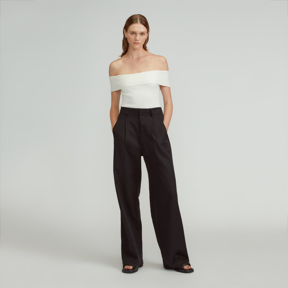 The Ribbed Cotton Off-The-Shoulder Top | Bone - Image 5