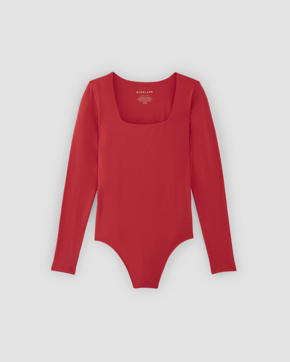 The Long-Sleeve Supima? Square-Neck Bodysuit | Goji Berry | Thong - Image 2