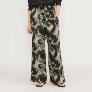 The Satin Pull-On Pant | Pale Yellow / Black