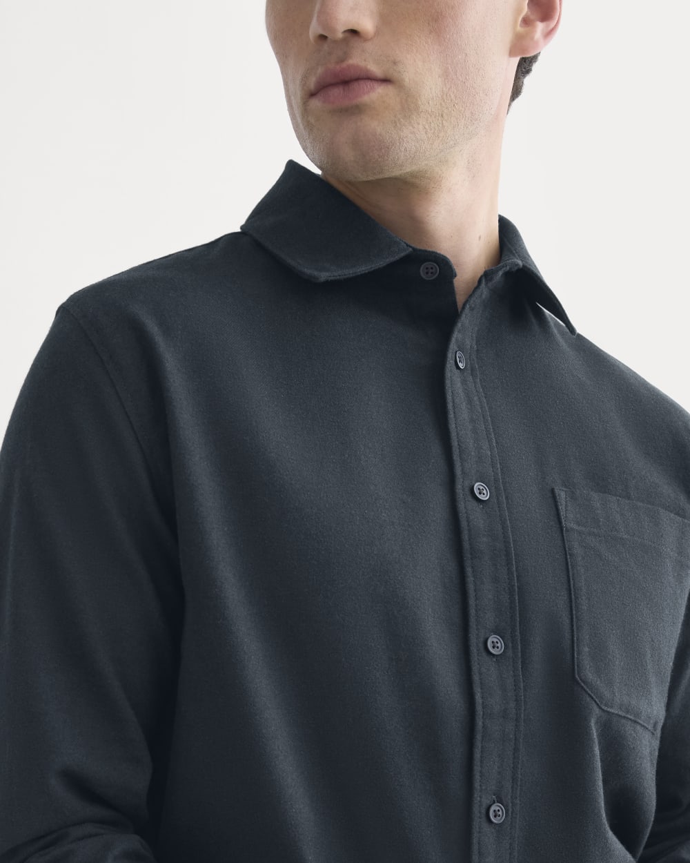 Brushed Flannel Shirt | Heathered Navy - Image 4