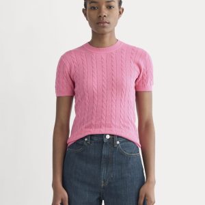 The Cable Crew in Cotton Cashmere | Deep Pink