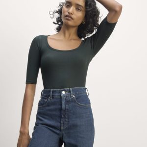 The Luxe Rib Scoop-Neck Tee | Scarab