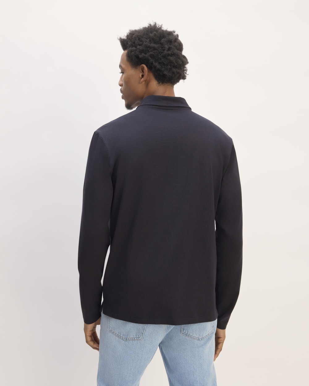 The Premium Weight Long-Sleeve Polo | Deep Navy - Image 6