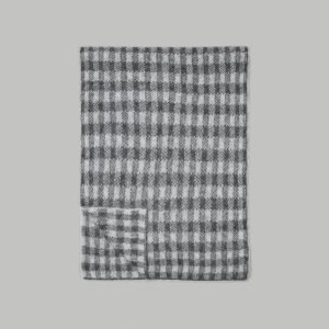 The Alpaca Patterned Scarf | Light Heather Grey / Dark Charcoal Buffalo Check