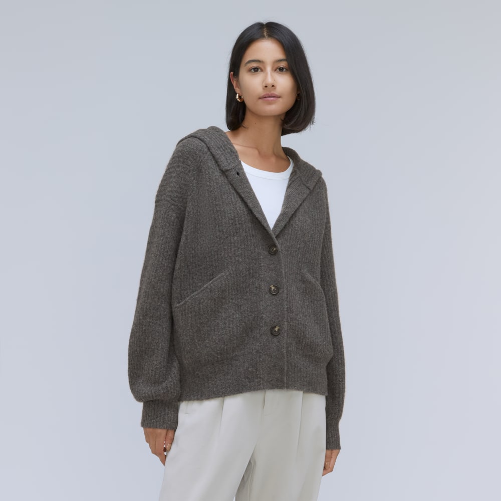 The Cozy-Stretch Hooded Cardigan | Heathered Charcoal