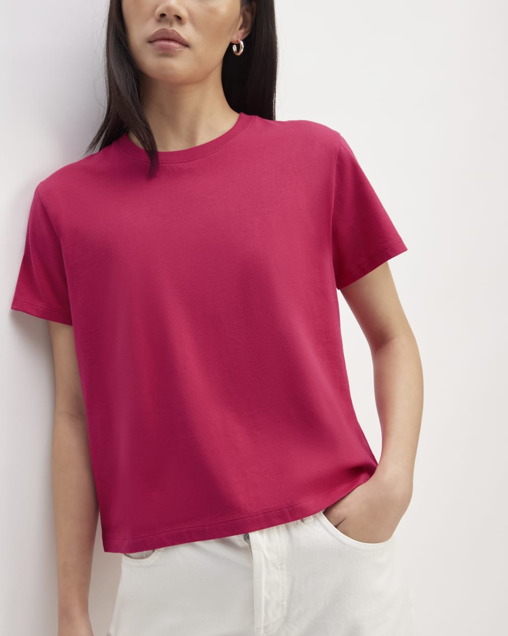 The Box-Cut Tee in Essential Cotton | Red Currant | No Pocket - Image 3