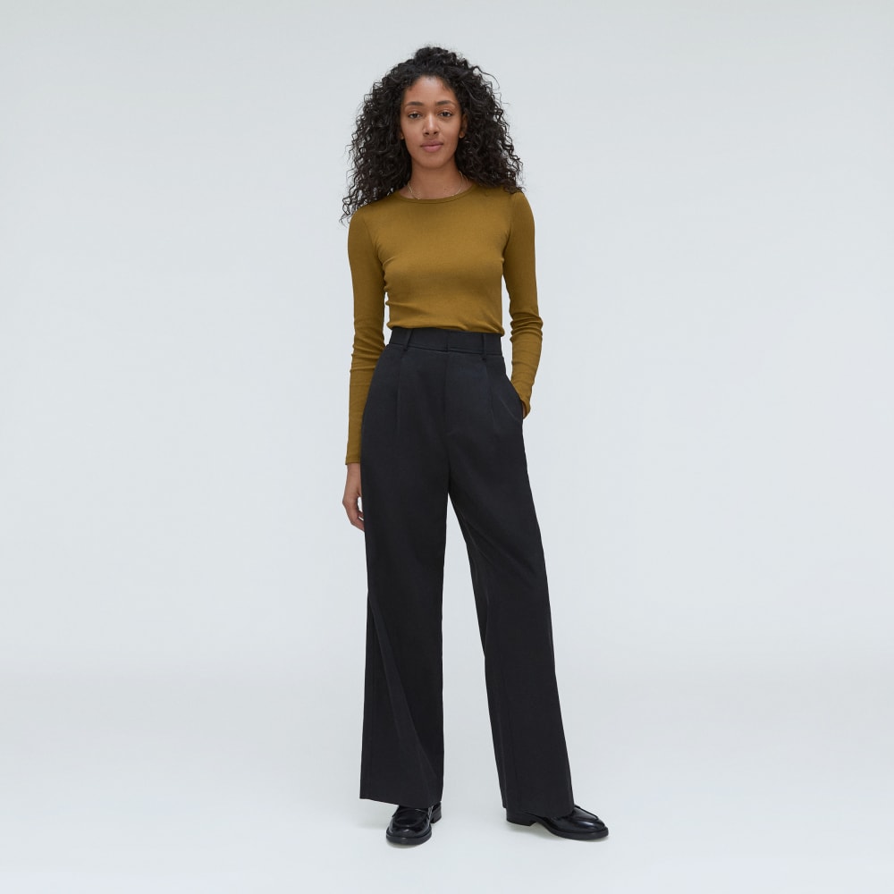 The Pima Micro-Rib Long-Sleeve Crew | Tapenade - Image 6