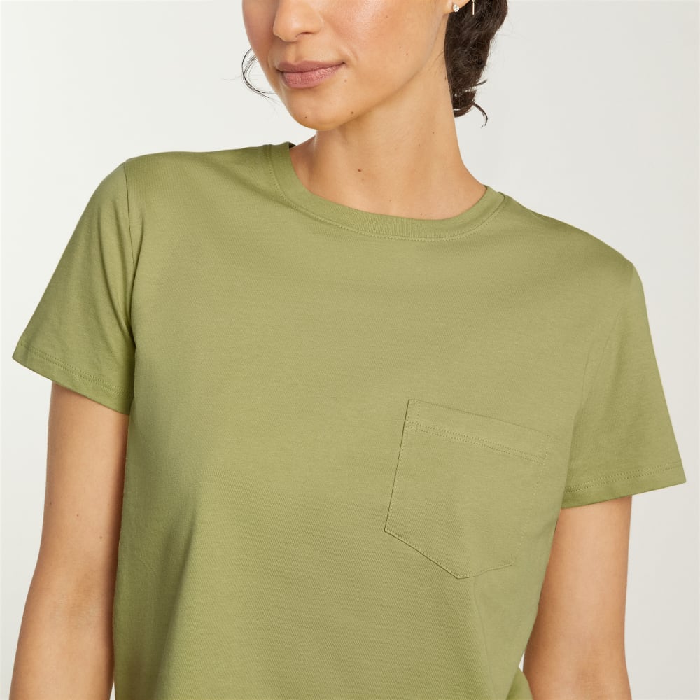 The Box-Cut Tee in Essential Cotton | Leek | Pocket - Image 6