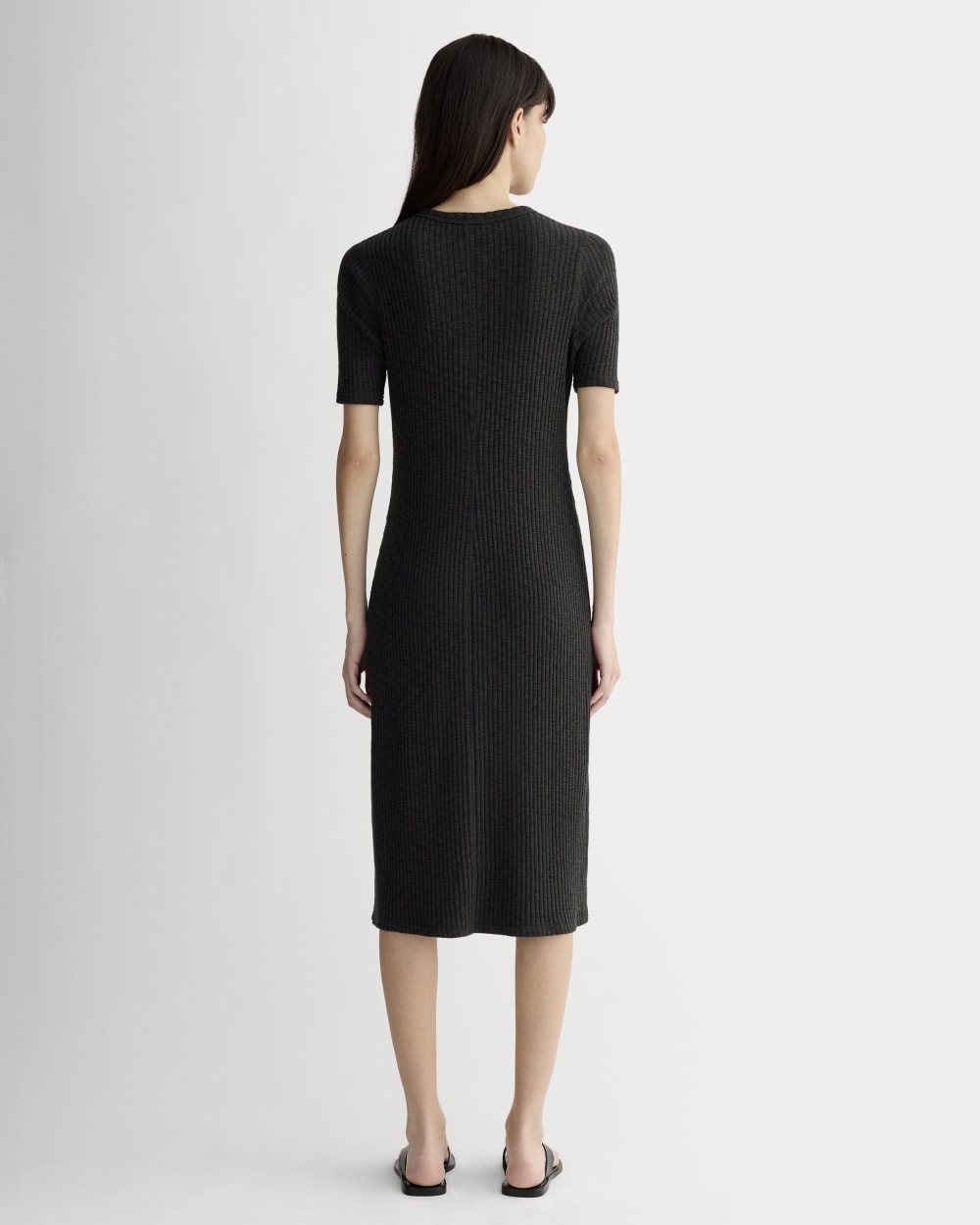 The Rib-Knit Henley Dress | Black - Image 4