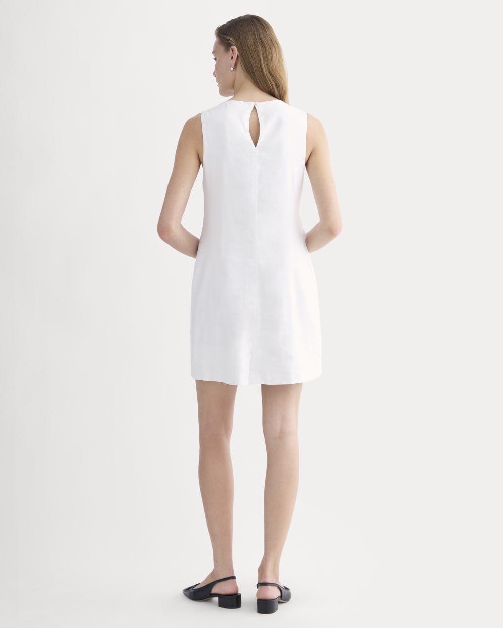 The Shift Dress in Stretch Linen | White - Image 4