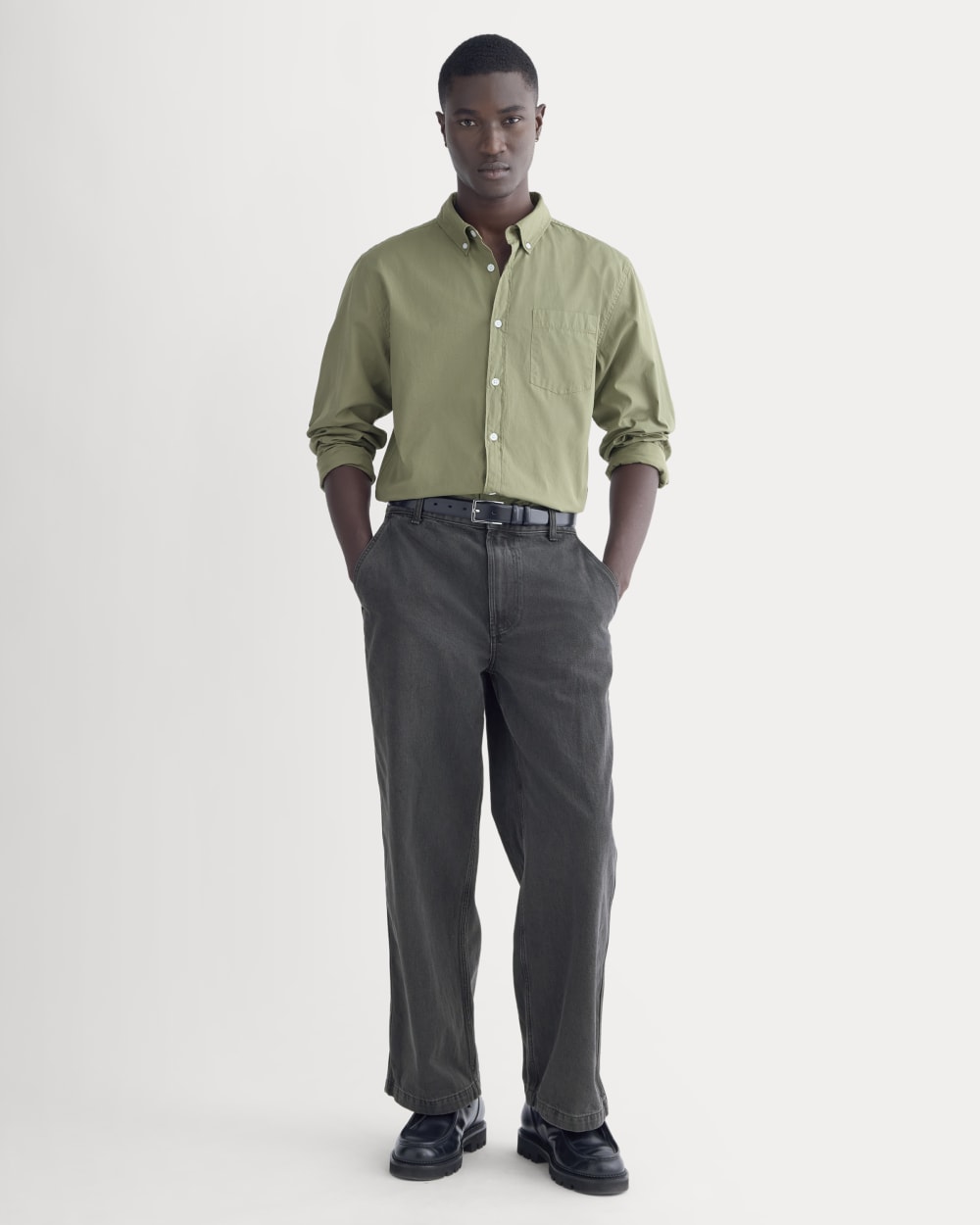 Washed Poplin Shirt | Lichen Green - Image 3
