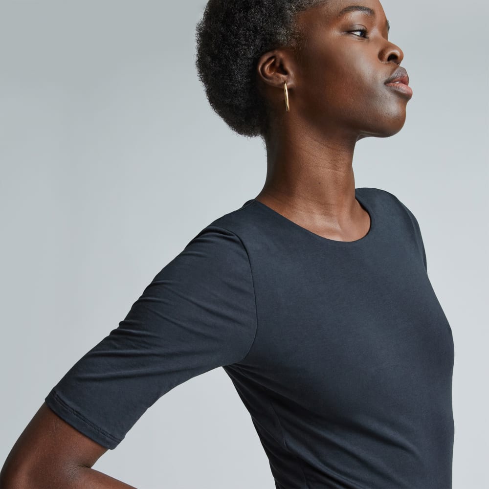 The Short-Sleeve Crew Neck Bodysuit | Black | Bikini - Image 5