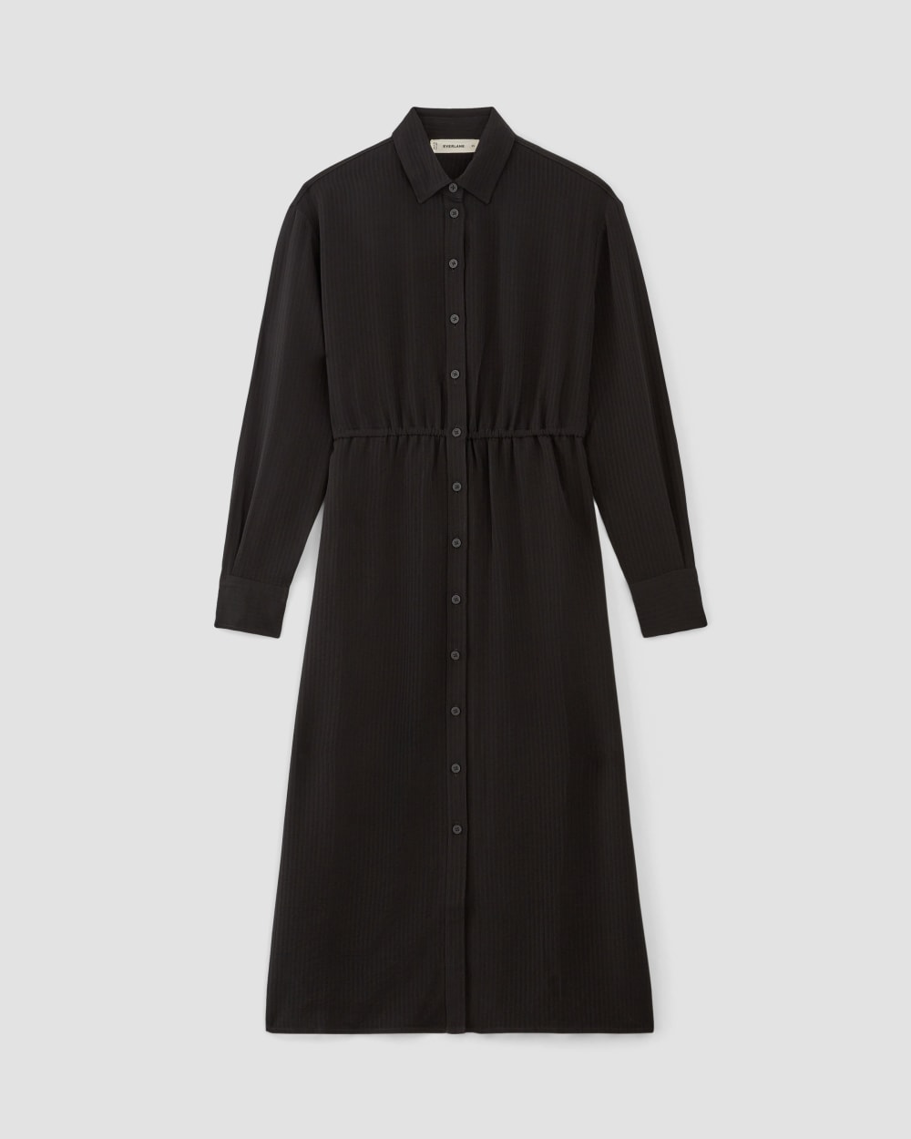 The Mini Jacquard Stripe Shirt Dress | Black - Image 2