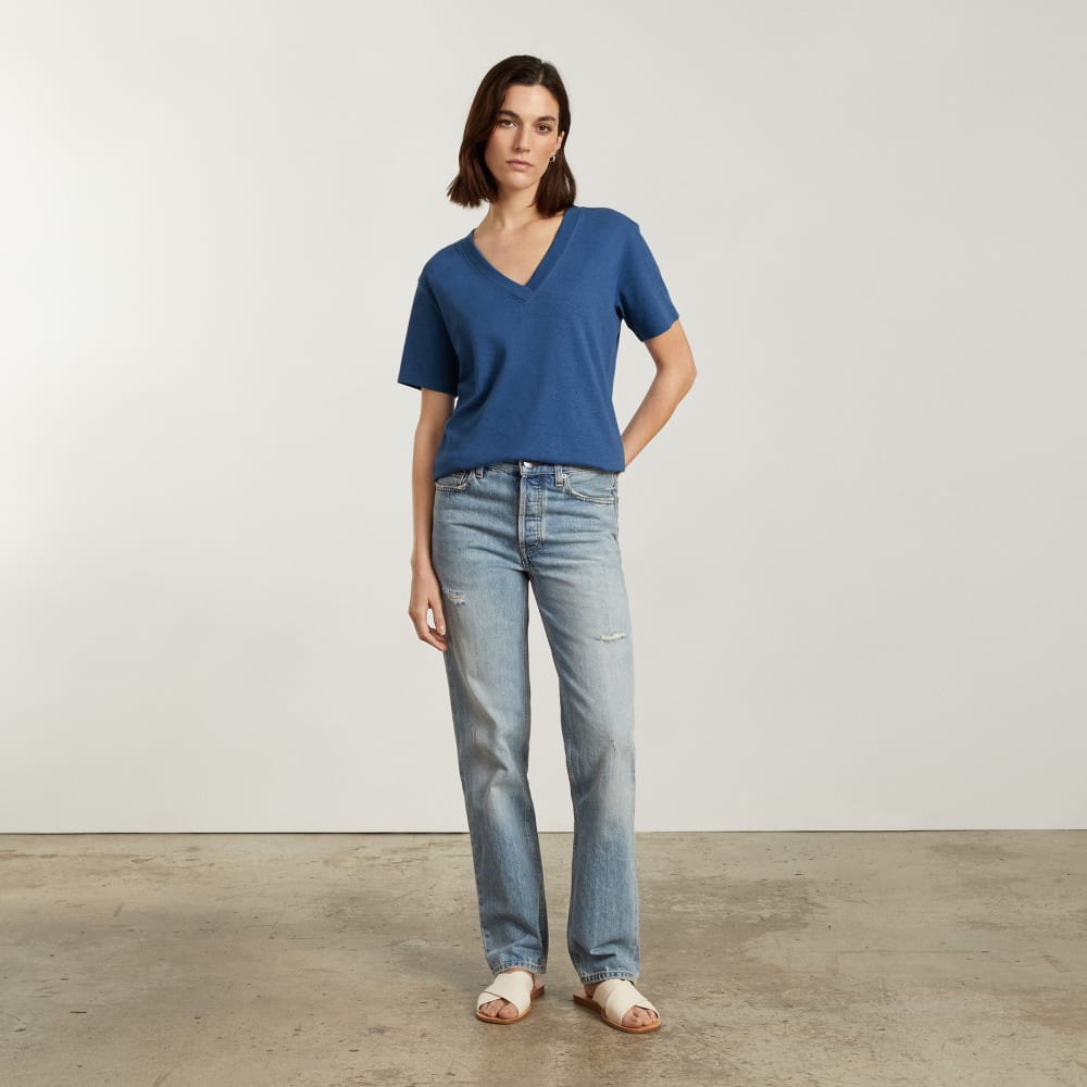 The Vintage V-Neck Hemp Tee | Deep Blue - Image 4