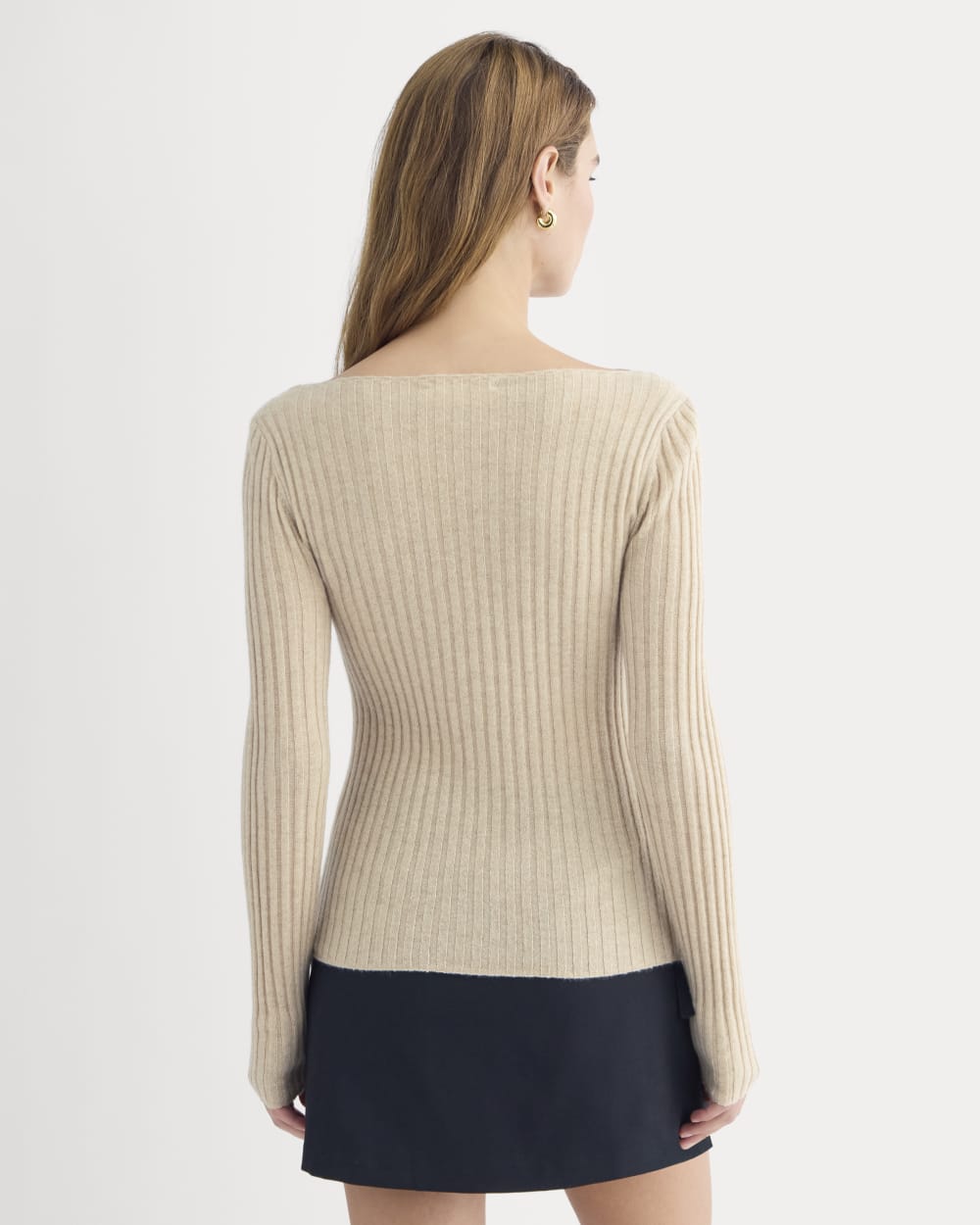 Cashmere Ribbed Boat-Neck Sweater | Heather Light Camel - Image 5