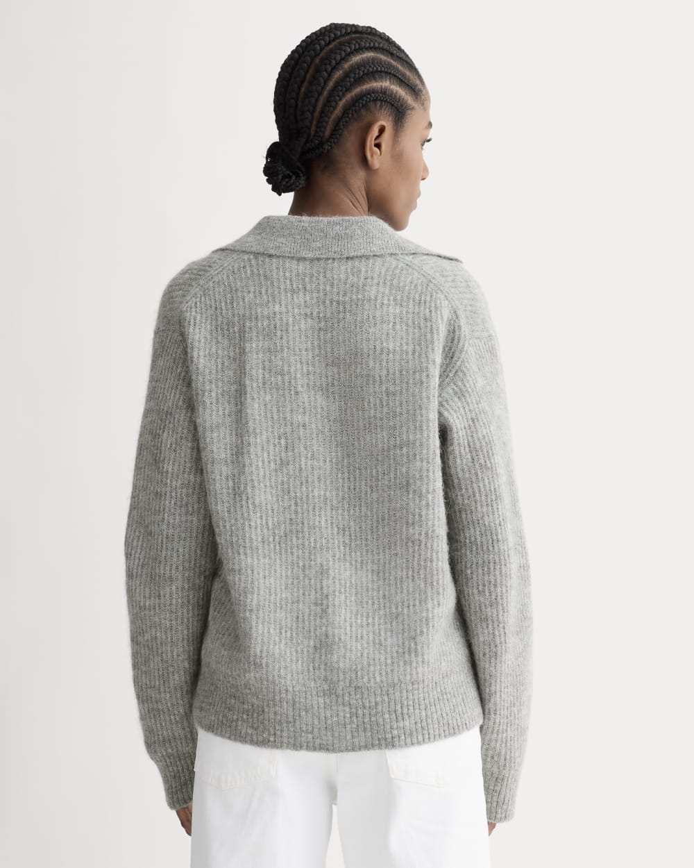 The Oversized Polo in Alpaca | Heather Stone Grey - Image 4