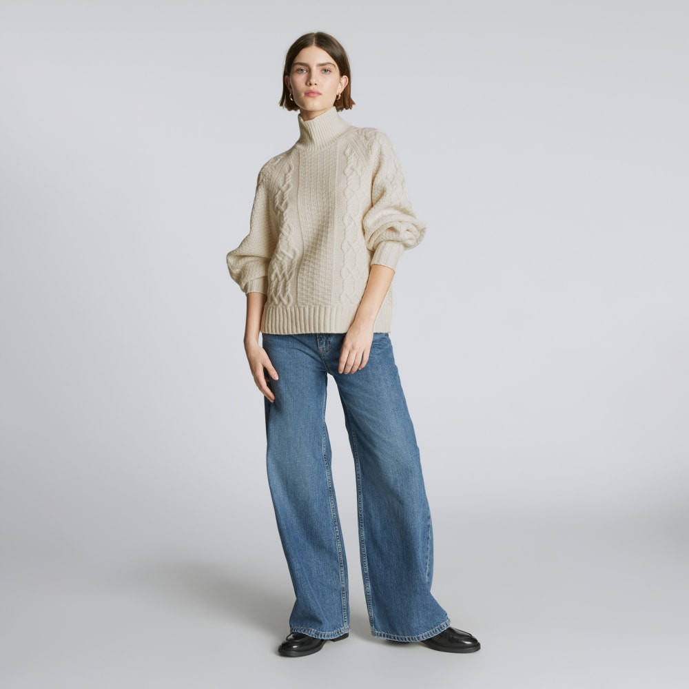 The Felted Merino Cable Sweater | Bone - Image 5