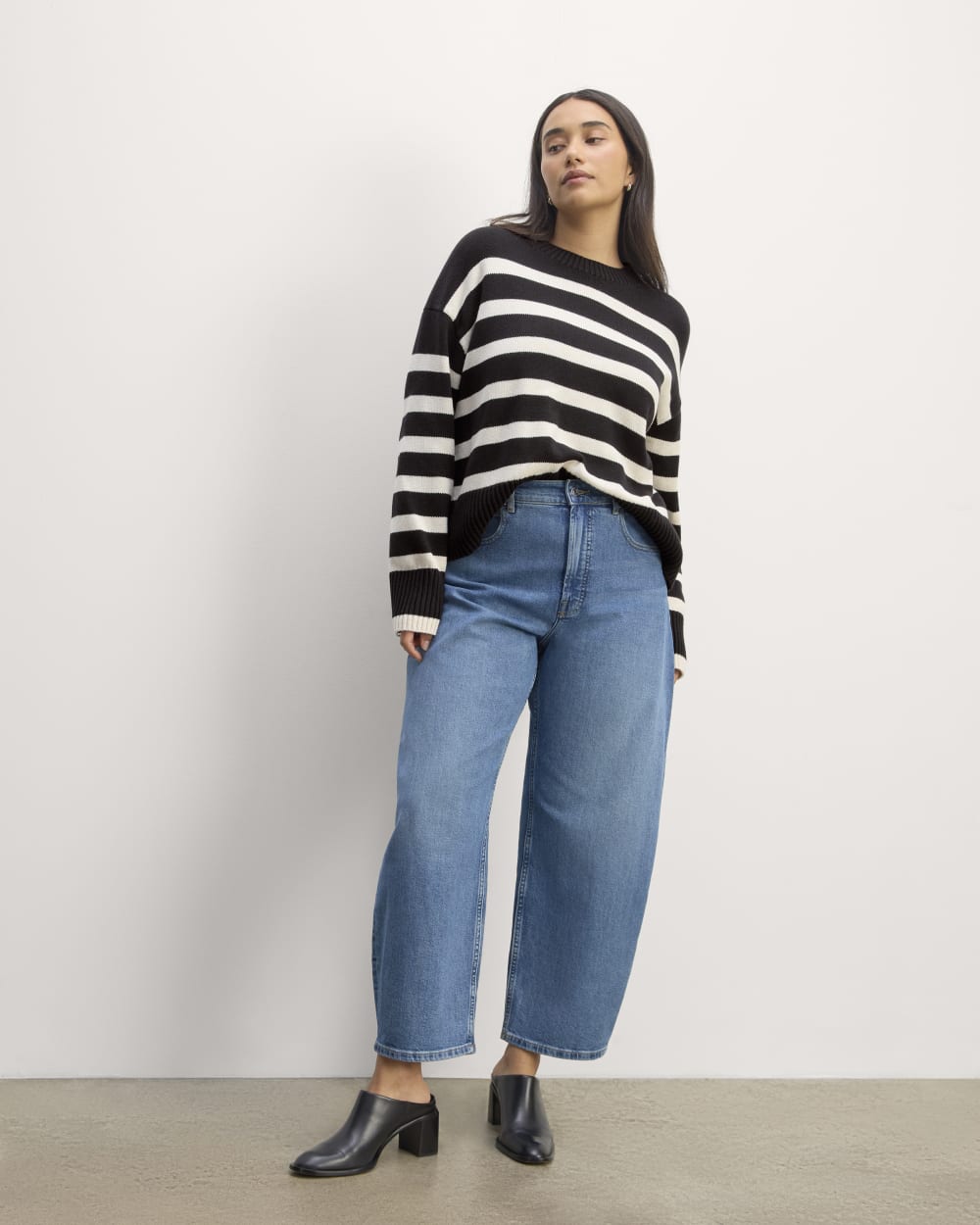 The Boxy Sweater in Everyday Cotton | Black / Canvas - Image 3
