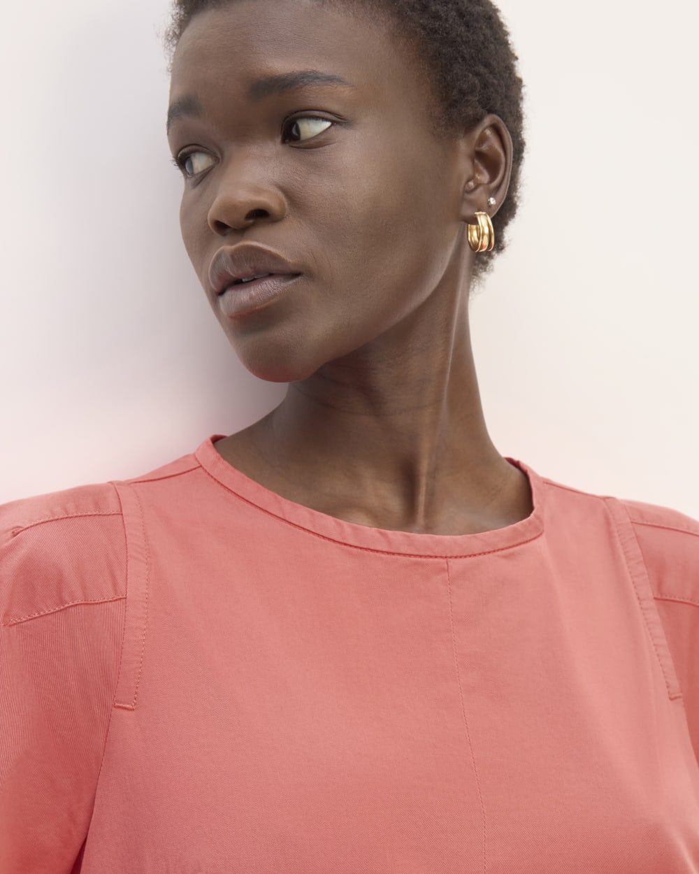 The Short-Sleeve Puff Midi Dress | Coral - Image 4