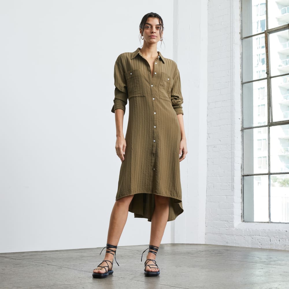 The City Stripe Draped Shirt Dress | Beech