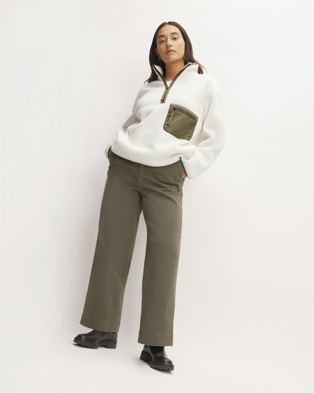 The ReNew Fleece Oversized Half-Zip | Bone - Image 3
