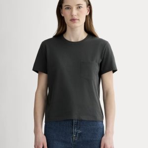 The Box-Cut Tee in Essential Cotton | Washed Black | Pocket