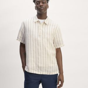 The Linen Short-Sleeve Popover Shirt | Bone / Cornstalk