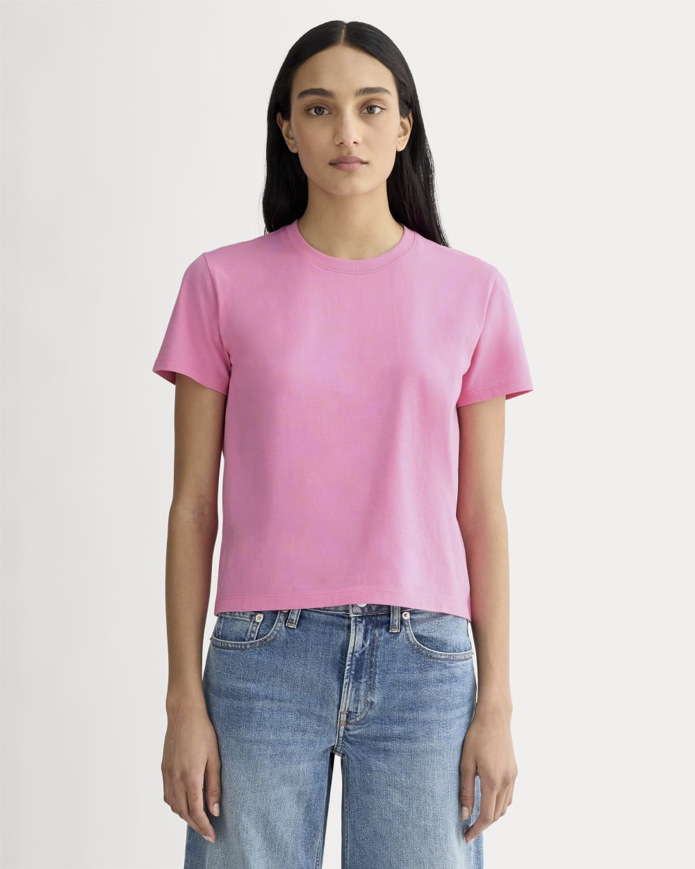 The Box-Cut Tee in Essential Cotton | Deep Pink | No Pocket