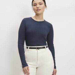 The Luxe Rib Long-Sleeve Crew | Navy