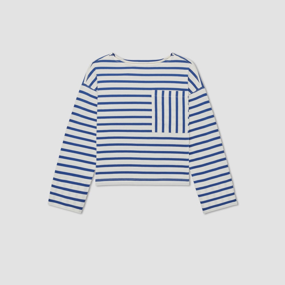 The Premium Weight Oversized Pocket Tee | Canvas Tan / Mazarine Blue - Image 2