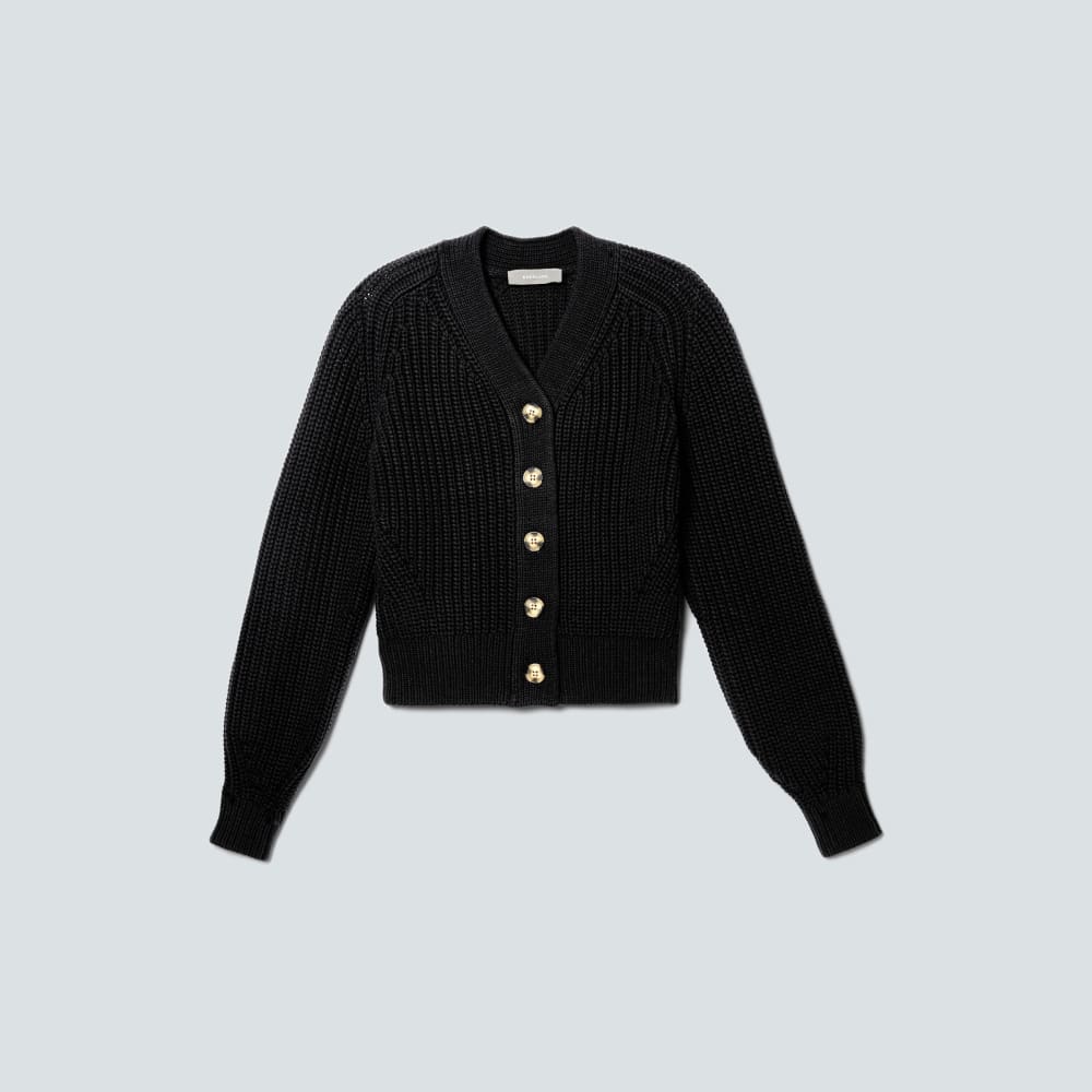 The Texture Cotton Cardigan | Black - Image 2