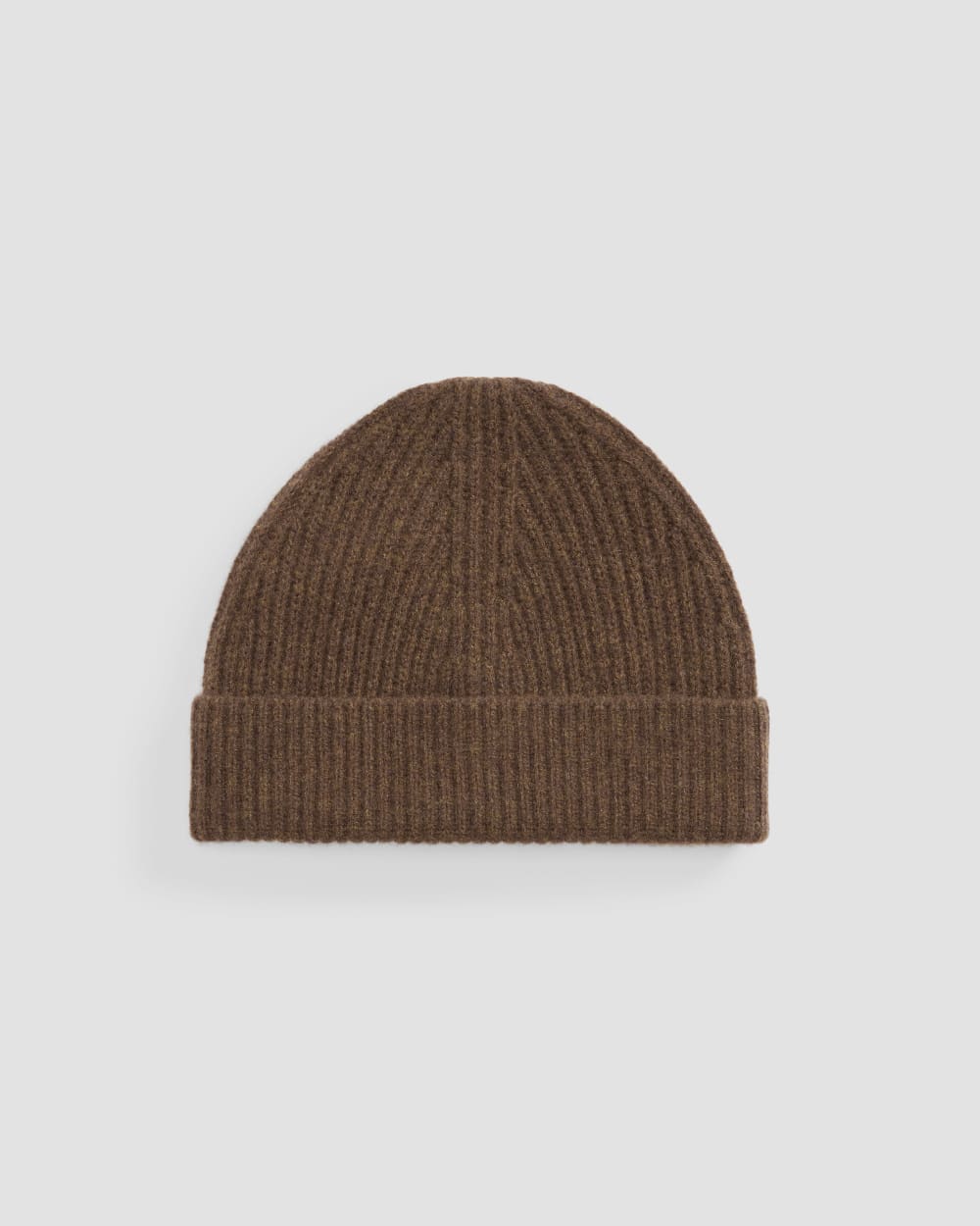 The Cashmere Fine Rib Beanie | Heather Cocoa