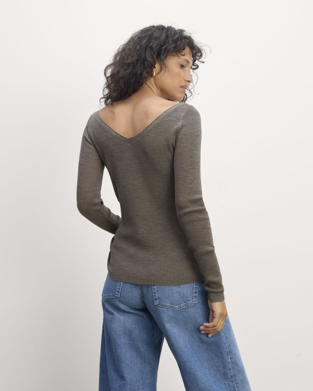 The Off-Shoulder Top in Ultrasoft Merino | Heather Cocoa - Image 6