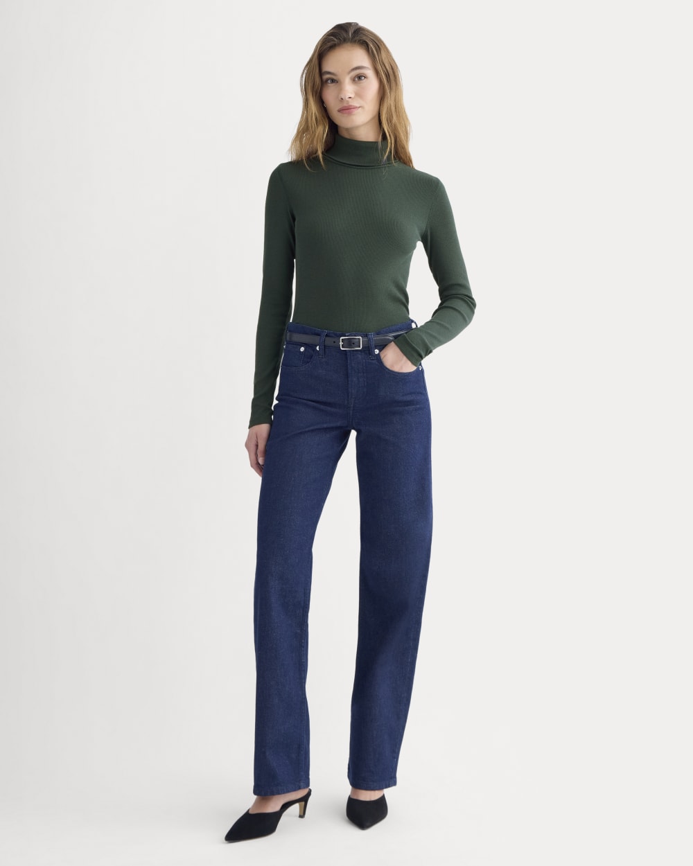 The Luxe Rib Turtleneck | Heathered Dark Sea - Image 3