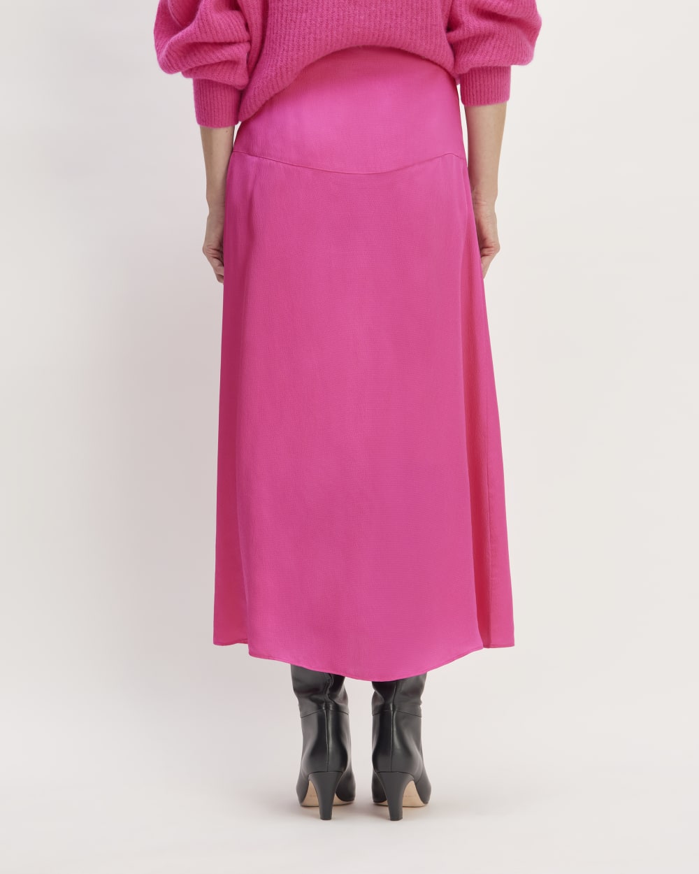 The Hammered Satin Slip Skirt | Fuchsia Pink - Image 4